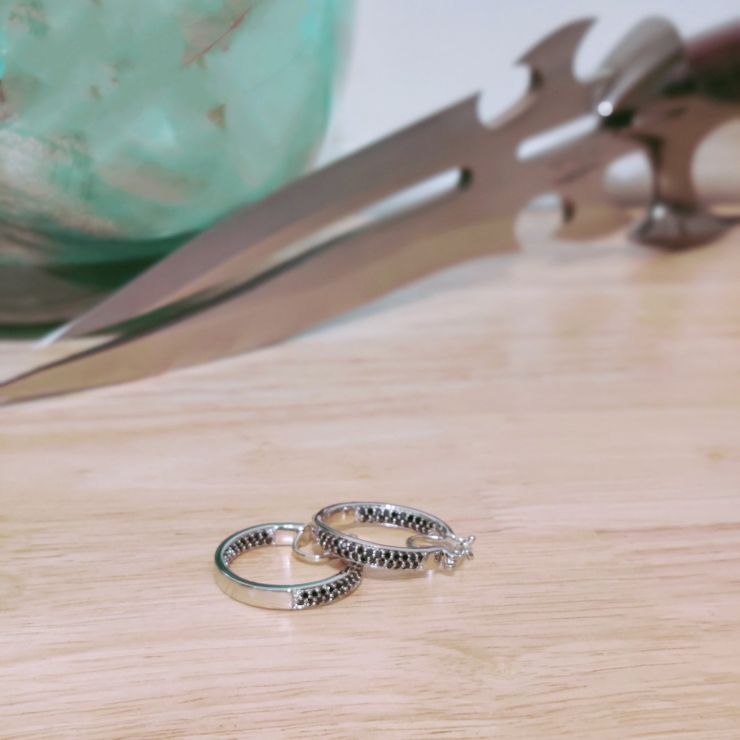 The Slayer Simulated Black Diamond Hoop Earrings