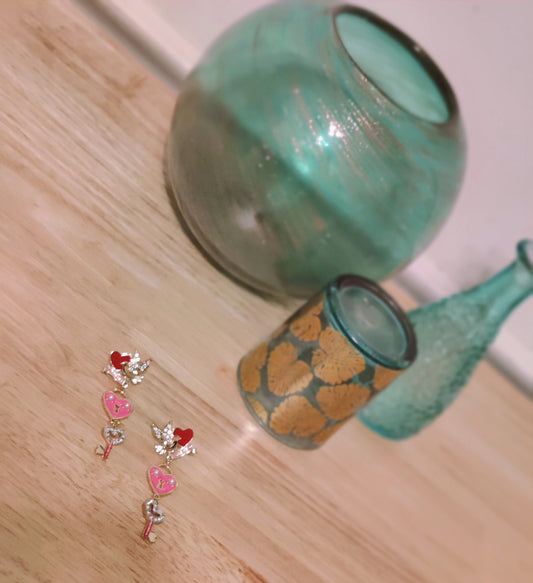 Think Pink Hearts & Charms Earrings