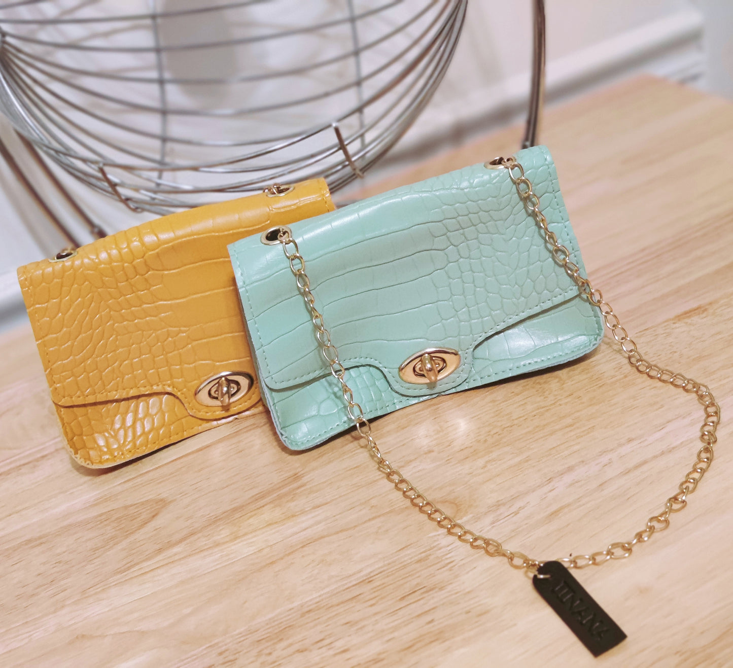 Housewives Croc Embossed Faux Leather Mini Handbag