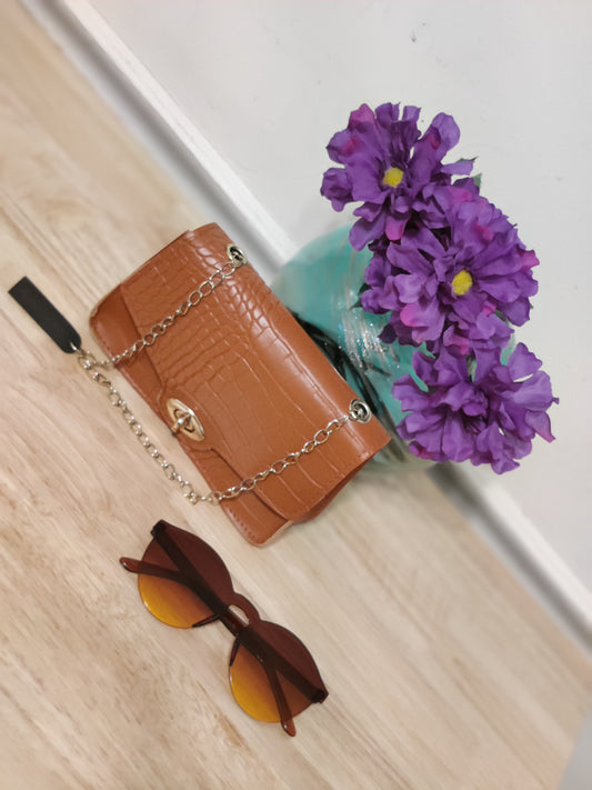 Housewives Croc Embossed Faux Leather Mini Handbag